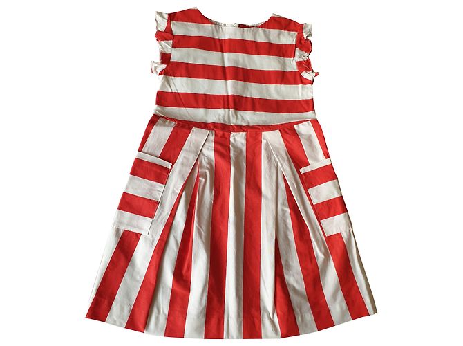 Robe Jacadi en coton blanc et rouge 5-6 ans
