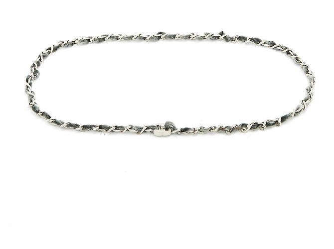 Chanel LOCKER SILVER VELVET T80 Silvery