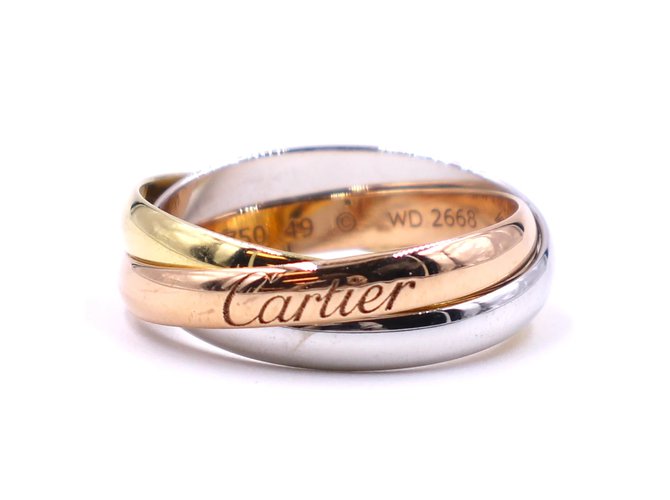 Love Cartier Tricolor 18k Trinity Ring Size 49 Multiple colors White gold  ref.261161