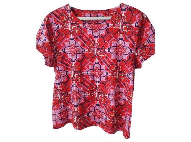 Kelly Hermès Tee shirt hermes Red Cotton  ref.261178