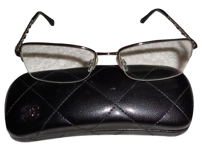 Occhiali da Vista Chanel Neri in Pelle e Metallo Nero