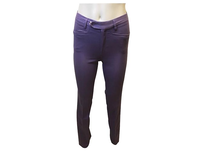 Calça cigarro Joseph roxa de algodão com debrum rosa Roxo