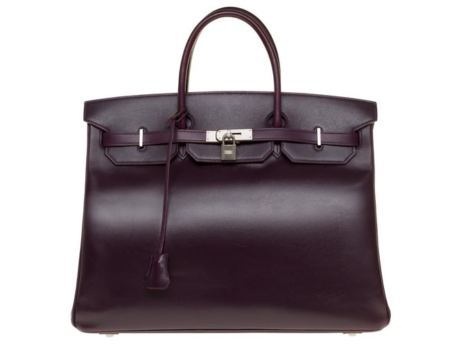 Splendide et Rare Hermès Birkin 40 en cuir box violet, garniture en métal argent brossé  ref.261231