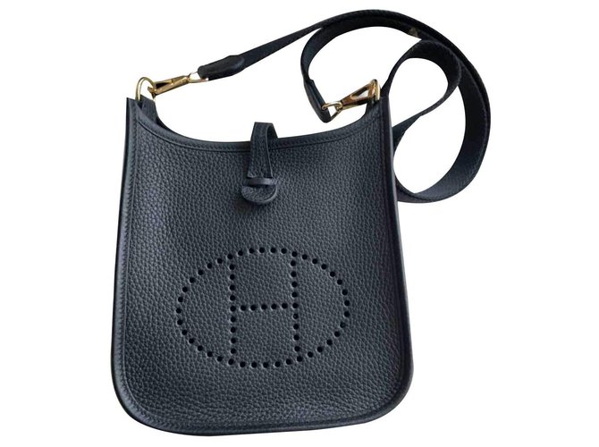 Evelyne Hermès Handbags Black Gold hardware Leather  ref.261389
