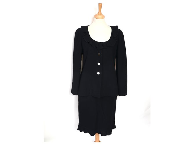 Chanel Skirt suit Black Cotton  ref.261404