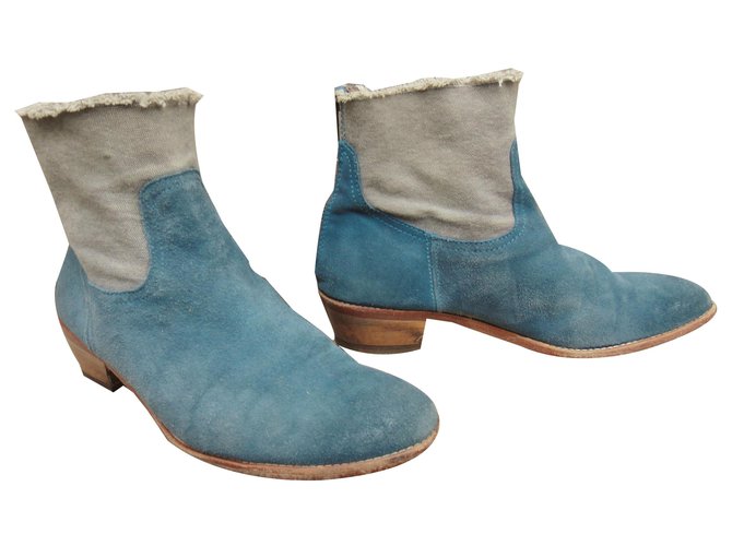 boots Zadig & Voltaire modèle Teddy Daim Bleu  ref.261423
