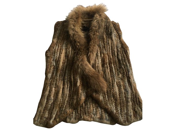 Autre Marque Chaleco de piel de zorro marrón claro