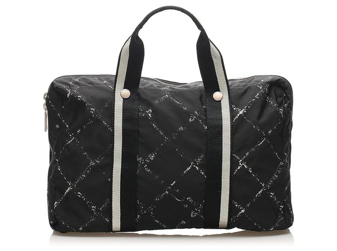 Chanel Black Old Travel Line Nylon Laptop Case White Cloth  ref.261586