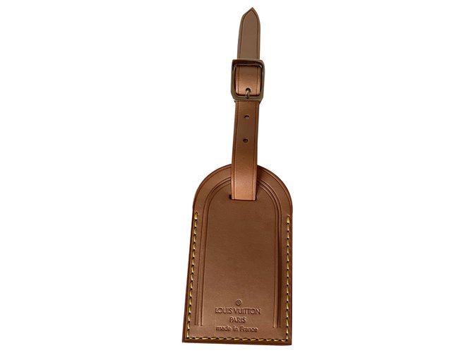 Louis Vuitton Etiqueta de bagagem Castanho claro Pele  ref.261731