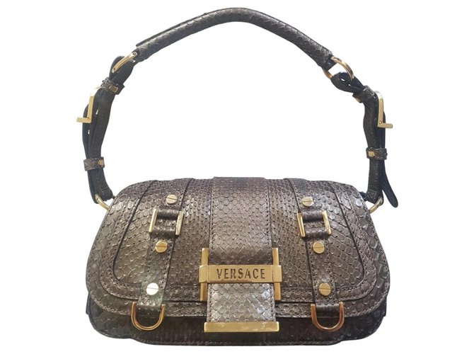 Gianni Versace Unterarmtasche Bronze Python  ref.261740