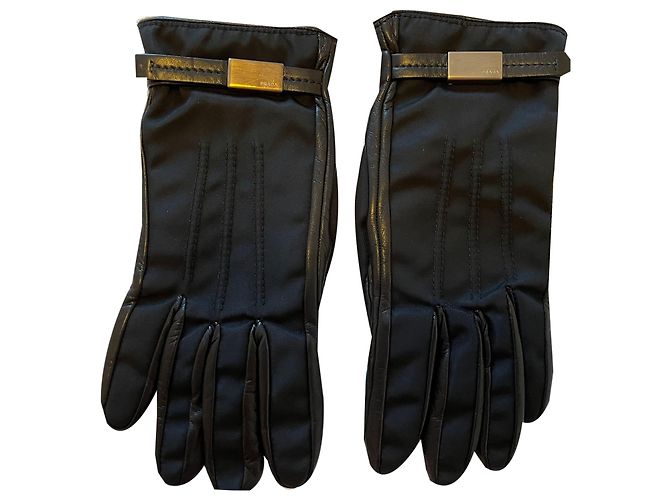 Prada Lederhandschuhe Schwarz Kaschmir
