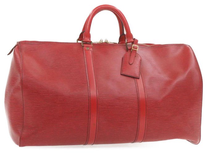 Louis Vuitton Keepall 50 Red Leather  ref.261797