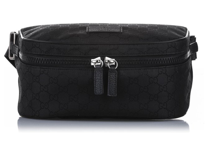 GUCCI GG Monogram Nylon Canvas Fanny Pack Belt Bag Black 449182