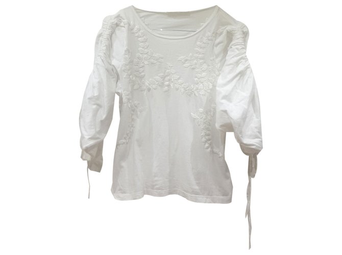 Chloé camicia blusa ricamata Bianco Cotone  ref.261889