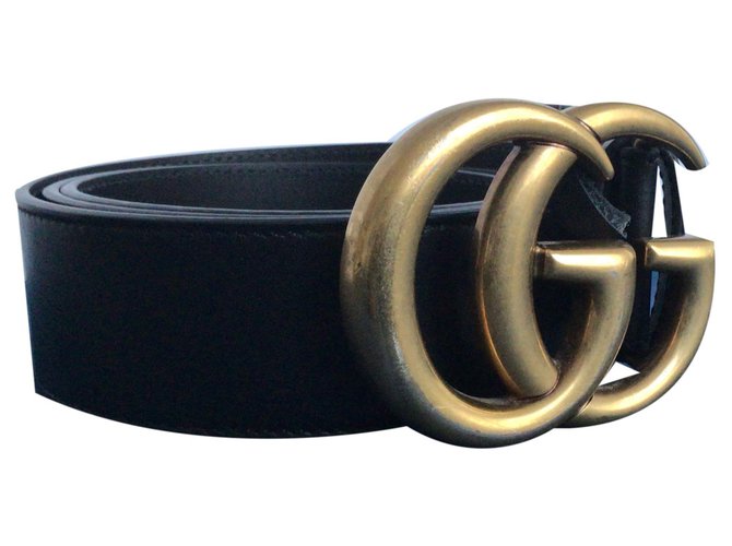 Marmont Gucci Cintura con fibbia massiccia Nero Pelle  ref.261954