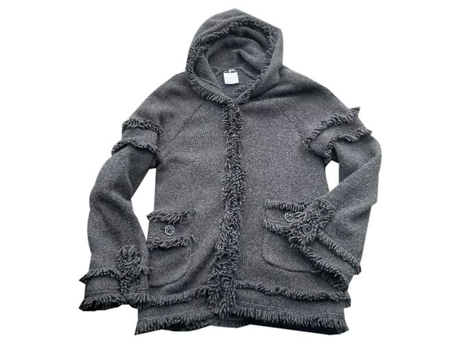 Chanel Kaschmirjacke Dunkelgrau Größe 36 Anthrazitgrau