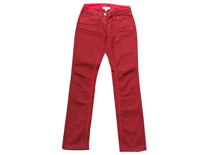 Pantalones de rayas Isabel Marant Etoile algodón negro y rojo Roja