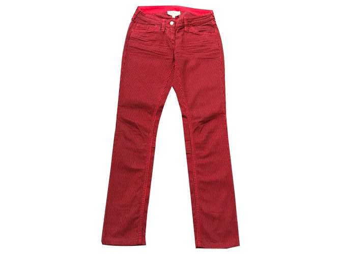 Isabel Marant Etoile Pants, leggings Black Red Cotton Elastane  ref.262021
