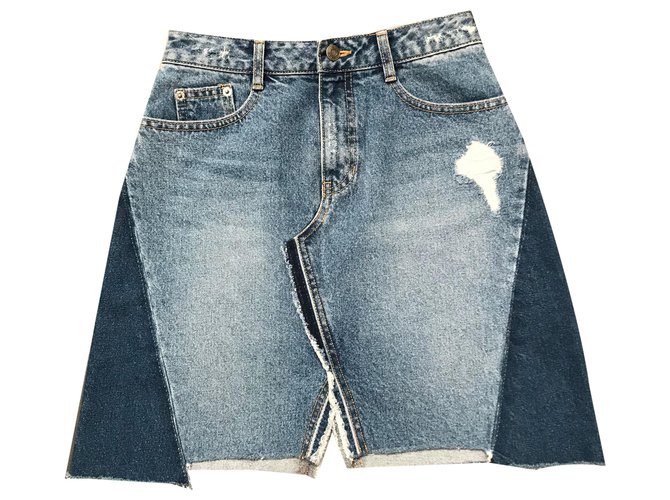 Autre Marque Falda SJYP de denim patchwork azul algodón
