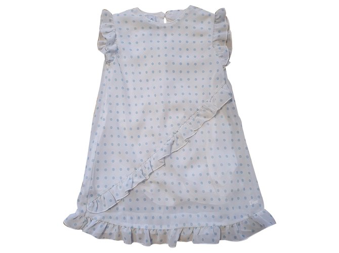 Dior Kleider Weiß Hellblau Baumwolle Polyester  ref.262051