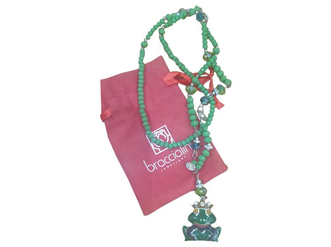 Braccialini crystal necklace with frog Green Silver-plated  ref.262075