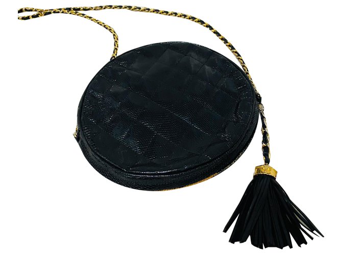 Vintage Chanel Lizard Crossbody Black Exotic leather  ref.262113