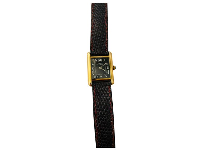 Cartier Manual tank Black Gold-plated  ref.262171
