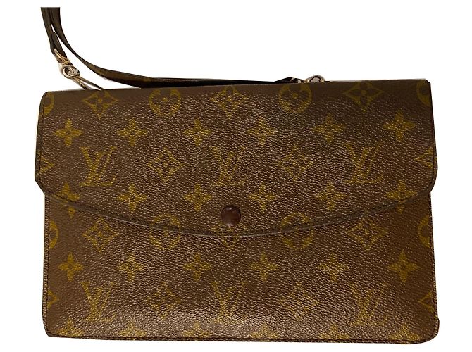 Pochette Louis Vuitton Monogram en cuir marron Marron foncé