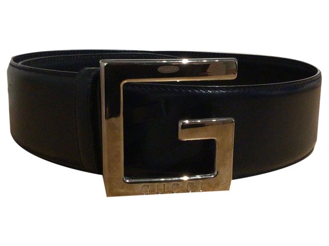 Marmont Gucci Belt capital G; silver Silvery Navy blue Leather  ref.262230