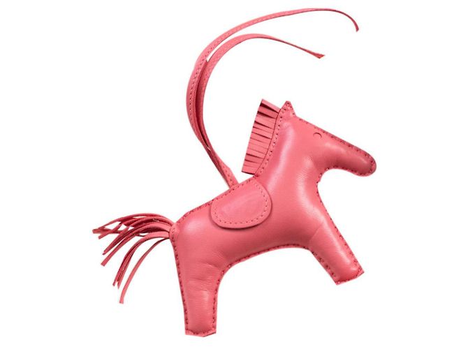 Charm Hermès Rodeo mm Rose Azalee rose cuir