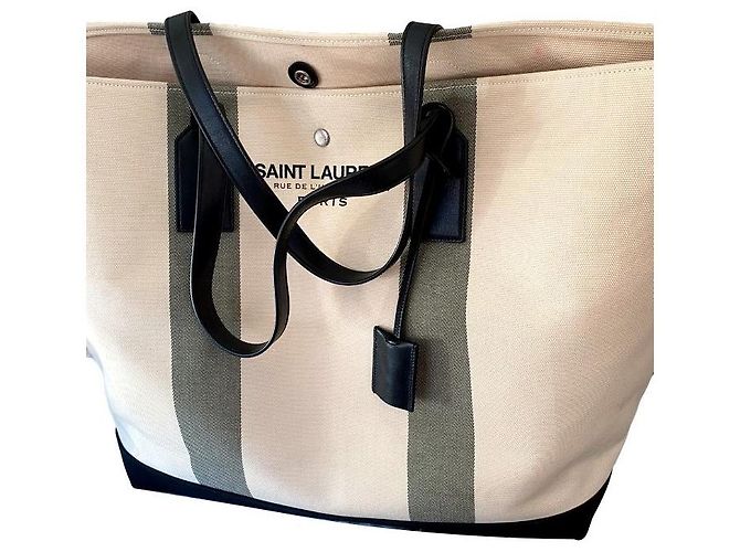 Saint Laurent canvas tote bag Negro Blanco