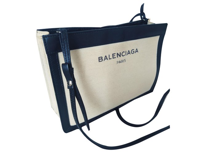 Balenciaga crossbody canvas bag Black White Leather Cotton  ref.262242