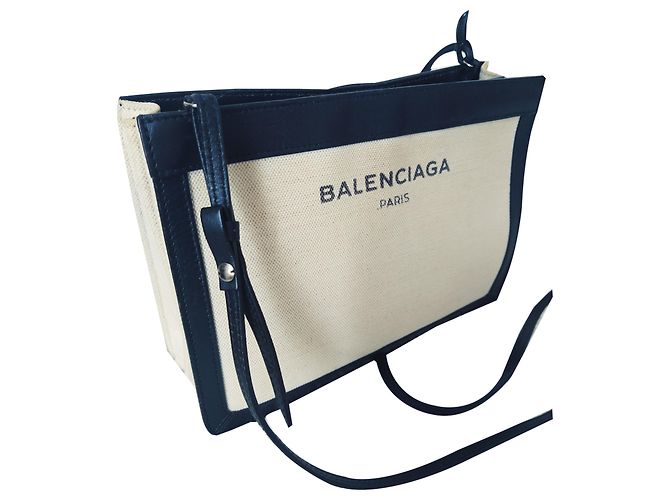 Borsa a tracolla Balenciaga in canvas Nero Bianco