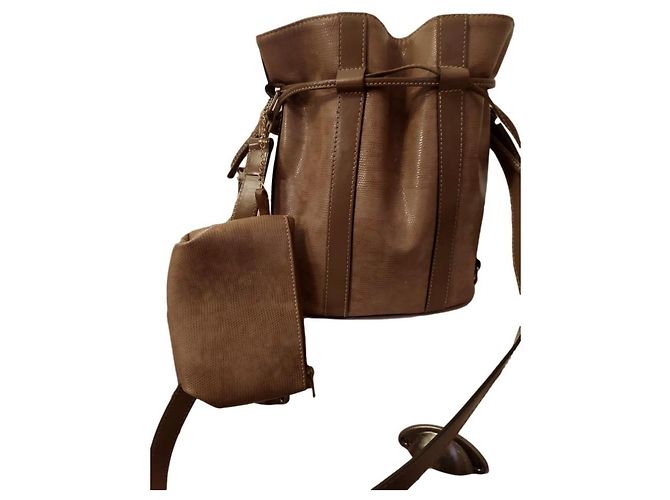 Lancel Elsa Sellier em couro bege