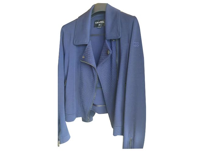 Giacca Chanel Perfecto in cotone blu navy