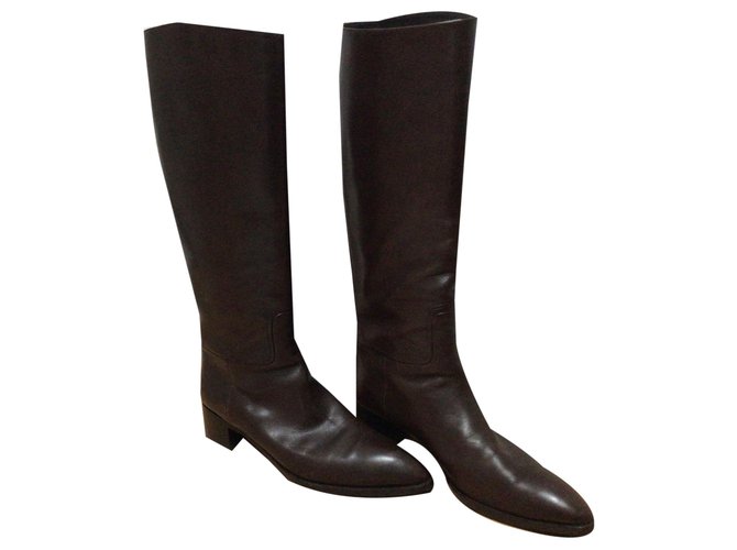 Jil Sander Chocolate brown boots Leather  ref.262269