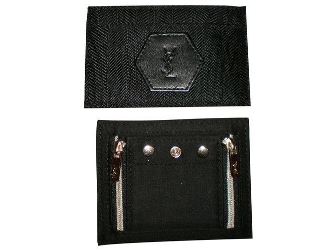 Yves Saint Laurent Lot yves st laurent porte cartes et miroir de sac neufs Noir  ref.262287