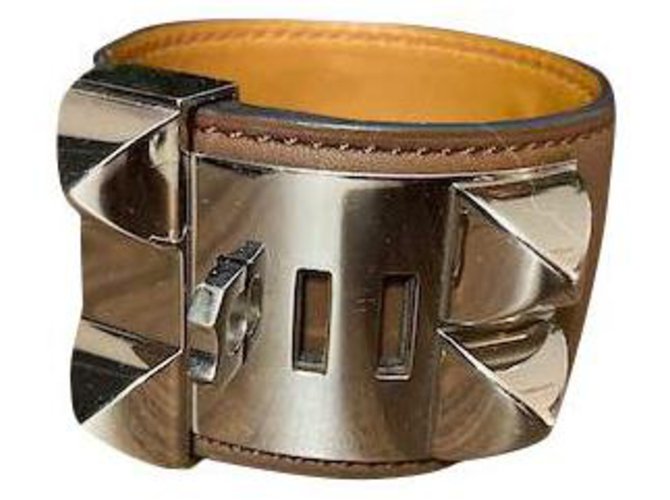 Hermès Collier de chien bracelet Beige Leather  ref.262586