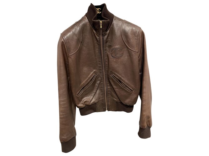 Chanel Jackets Brown Leather  ref.262587