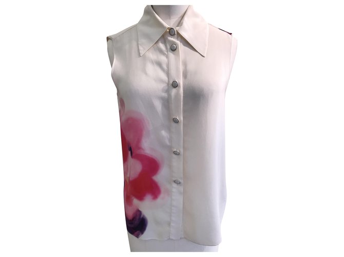 Blusa sem manga chanel Fora de branco Seda  ref.262600