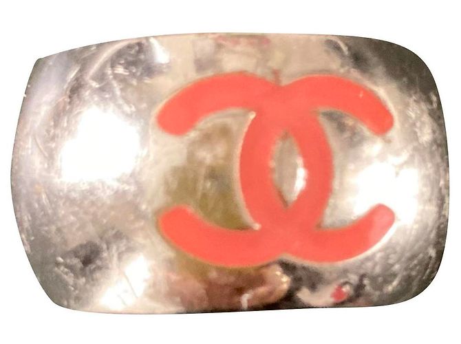 Chanel CC Logo Emaille Herzband Silber Hardware