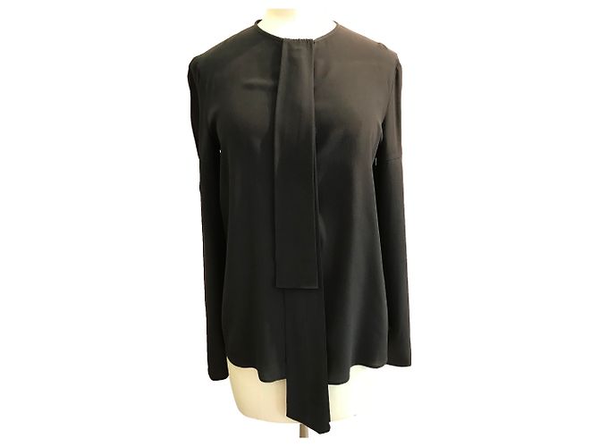 Camicetta Givenchy in seta nera con fiocco Nero 