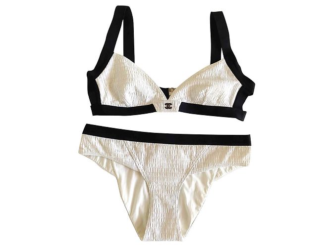 Chanel Costumi da bagno Nero Bianco
