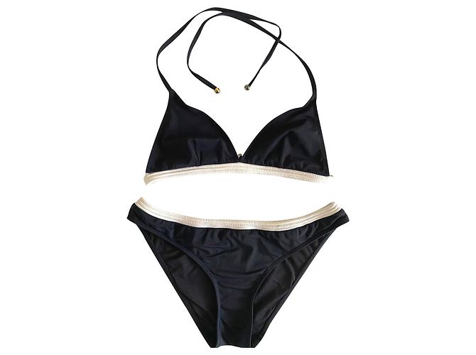 Chanel Costumi da bagno Nero Bianco