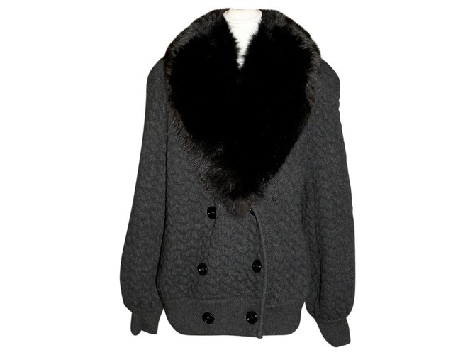 Valentino Garavani Cardigan jacket with fur by Valentino Boutique Black Cashmere  ref.262708