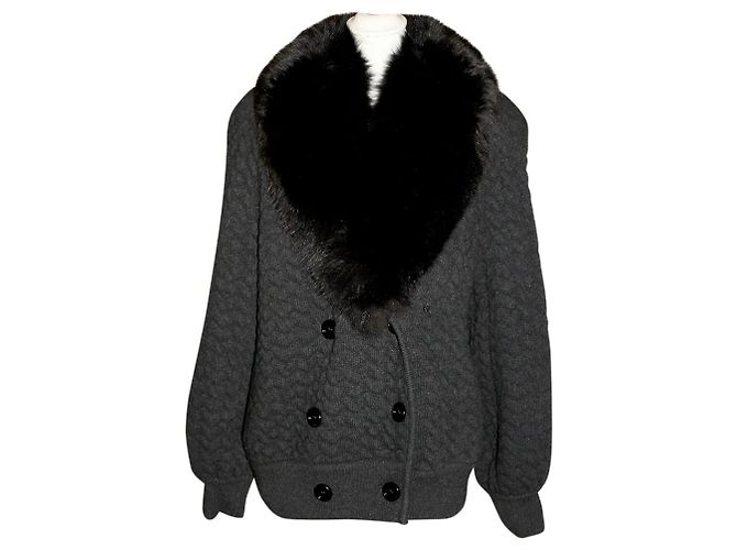 Valentino Garavani Strickjacke mit Fell von Valentino Boutique Schwarz