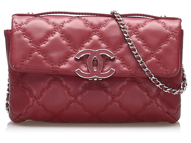 Chanel Red Caviar Leather Wild Stitch Single Flap Cuir Rouge  ref.262773