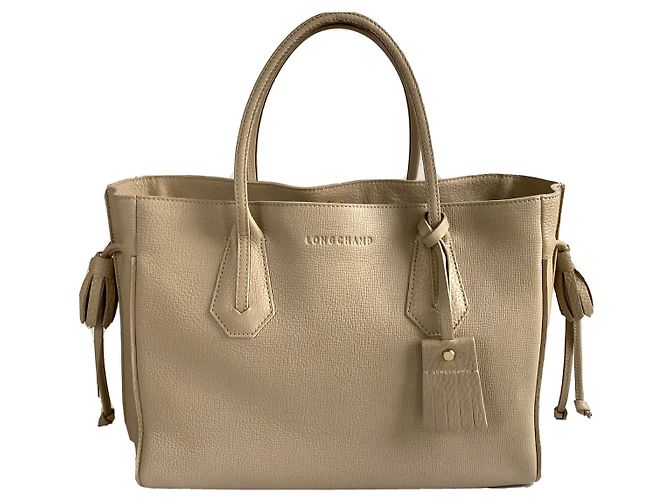 Longchamp Penelope Bolsa de mão bege em couro