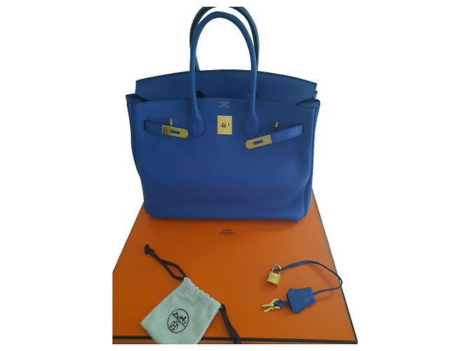 Hermès Borsa HERMES BIRKIN Blu Pelle