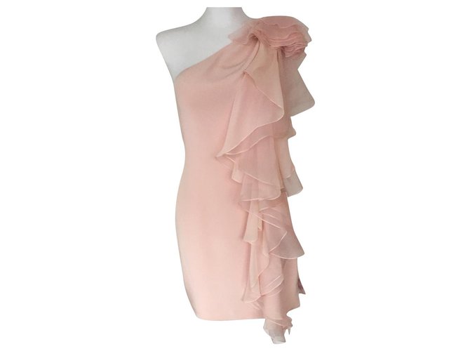 Marchesa One shouldered silk dress Pink  ref.262910